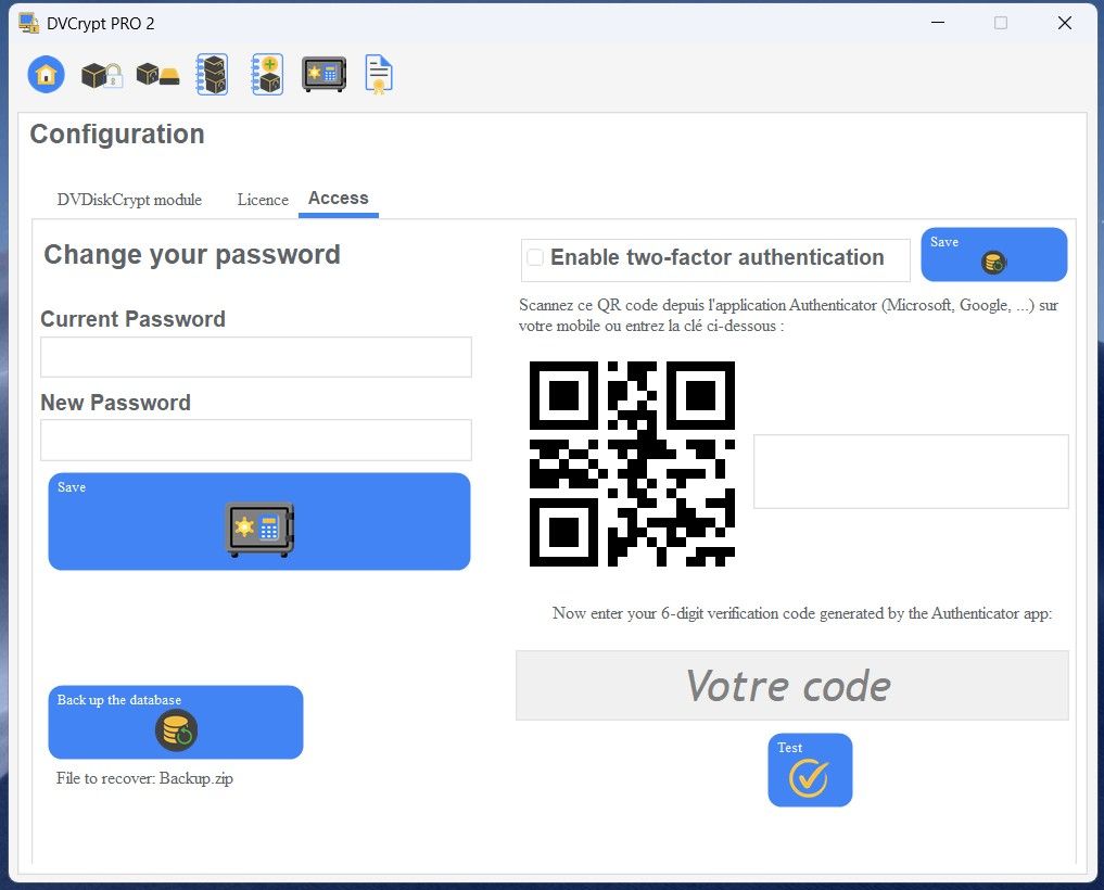DVCRypt PRO 2: Activación 2FA