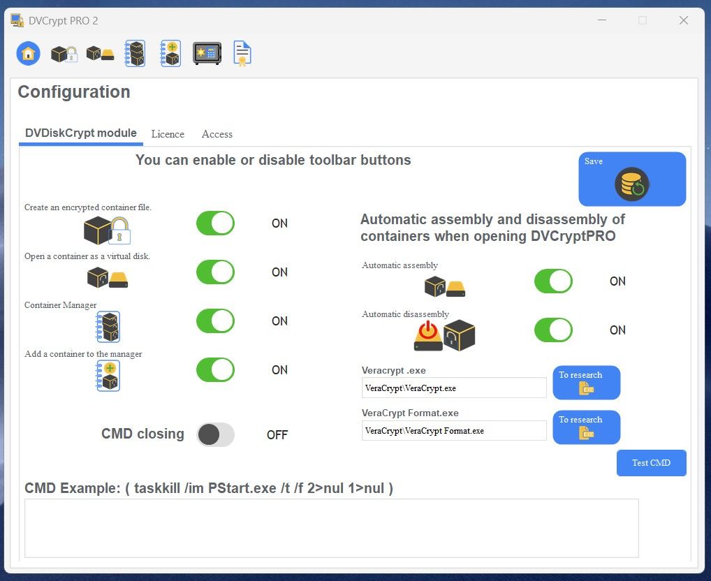 DVCRypt PRO 2 : Configuración
